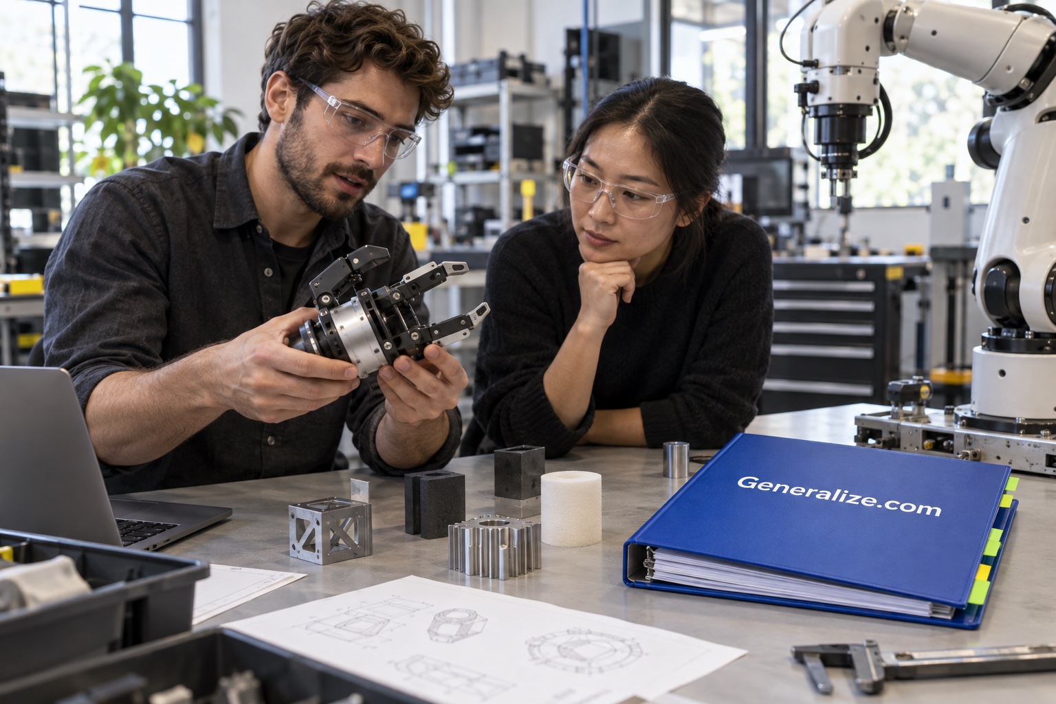 Robotics engineers reviewing Generalize.com equipment